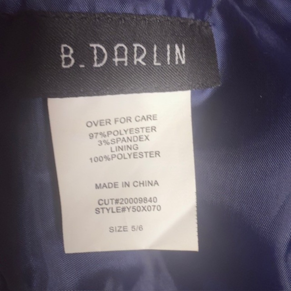 B. Darlin Blue Satin Strappy Sweetheart Bodycon Dance Midi Dress Juniors Sz 5/6 - Picture 5 of 7